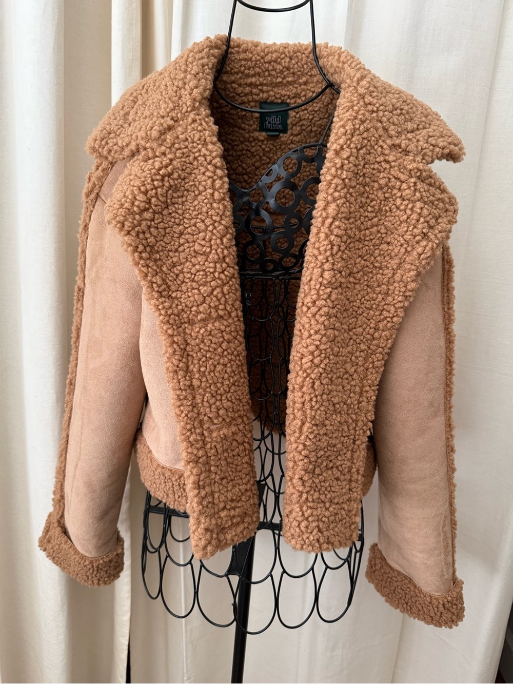 Wool-Trimmed Teddy Shearling Jacket - Camel